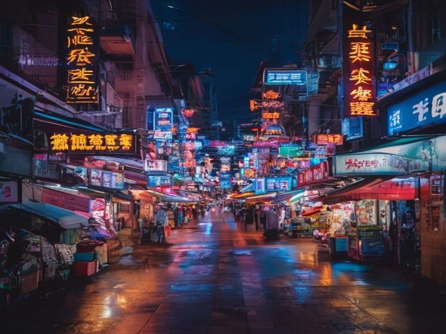 Huaqiangbei electronics market at night